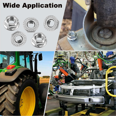 GPJYYDS 1/4-20 1/4" 304 50 Pack Serrated Flange Hex Nuts, Hexagon Flange Nuts, Stainless Steel, UNC Nuts Fasteners
