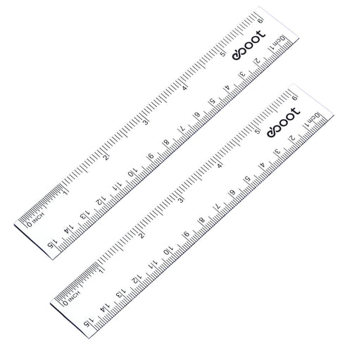 2 Pack Plastic Ruler - Straight Ruler Measuring Tool for Student School Office (Clear, 6 Inch)
