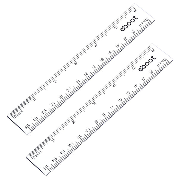 2 Pack Plastic Ruler - Straight Ruler Measuring Tool for Student School Office (Clear, 6 Inch)
