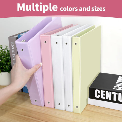 SUNEE 3 Ring Binder 1 Inch - 6 Pack Clear View PVC-Free Binder for School or Office Supplies, Pastel