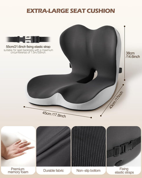 vdovsta Tailbone Office Chair Cushion for & Low Back Pain Relief, Car and Truck Seat Cushion, Comfortable Foam and High