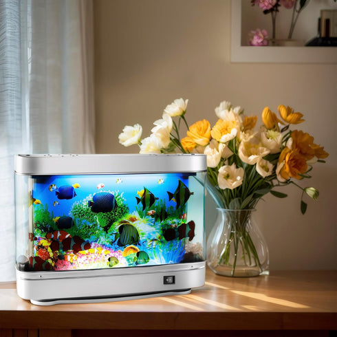 PTAHON Artificial Tropical Fish Decorative Moving Aquarium Lamp - Virtual Ocean Motion. Kids Fake Fish Tank, Baby