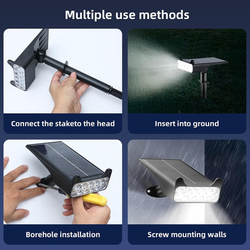 4 HOFLYW Solar Spotlights Outdoor Waterproof Landscape Path Lights Solar Dusk to Dawn Outdoor Lighting Brightness Modes