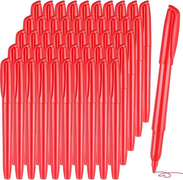 Cholemy 50 Pcs Highlighters, Chisel Tip Pocket Style Markers for Adults Kids, Organizing Coloring Highlighting (Red)