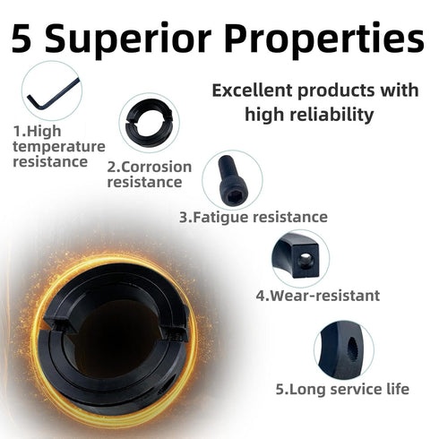 1-1/2" 2-3/8" Set (2Pcs) Bore OD Double Opening Clamp-On Screw Collar with Black Oxide Coating for Construction