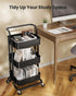 Pipishell 3 Tier Mesh Utility Cart, Rolling Metal Organization Cart with Handle and Lockable Wheels for Kitchen Living
