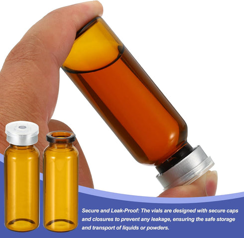 PATIKIL 8 Pack 20ml Sample Vials, Lab Empty Vials with Butyl Rubber Stopper and Crimp Top Caps, Borosilicate Glass