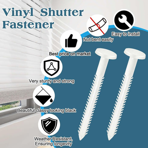 QincLing 30Pcs 3 Inch Vinyl Shutter Fasteners, White Window Shutter Panel Pegs Shutter Screws Lok Pins Plastic Shutter