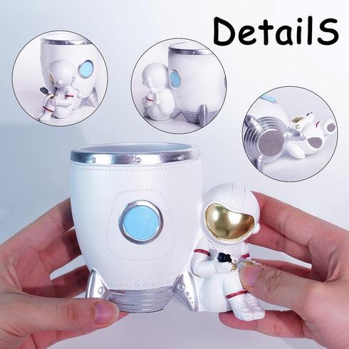 Pen Holder, Astronaut Stand for Desk, Decorative Resin Pencil Organizer, Ideal Gift for Office or Classroom