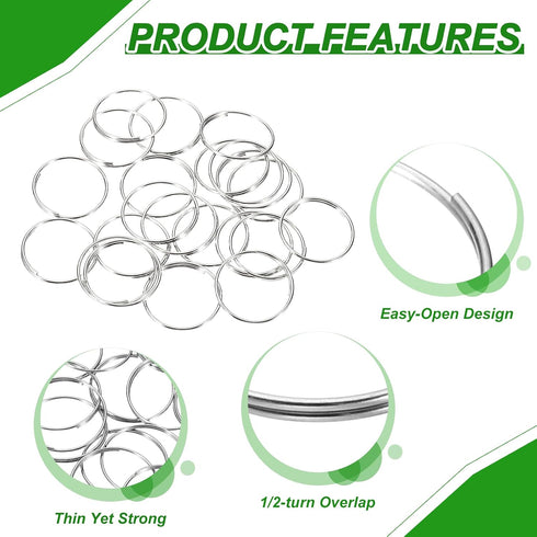 300pcs 16mm 304 MECCANIXITY Mini Split Rings, Stainless Steel Jump Ring Small Round Ring Clips Crystals Suncatcher