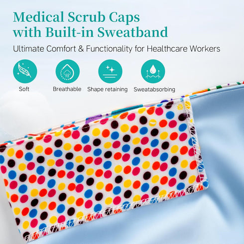 Adjustable Satin Lined Surgical Cap for Women - Medical Work Hat in Various Colors