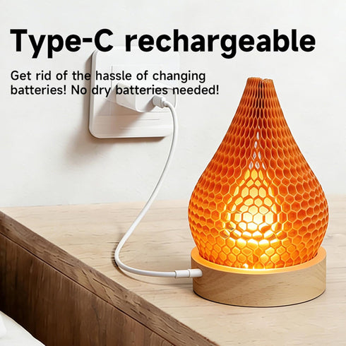 Dimmable Modern Night Light Fixture Honeycomb Paper Minimalist Style LED Table Lamp Nightlight Rechargeable Desk Decor