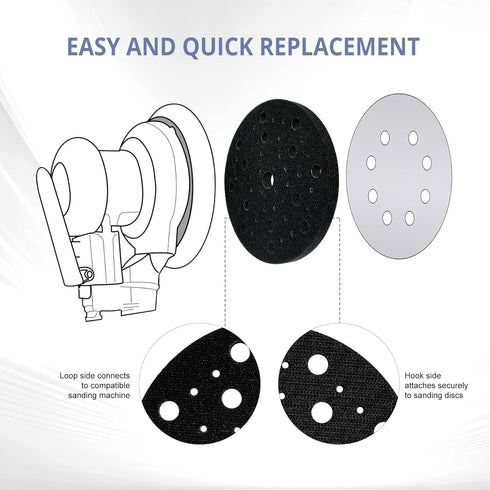 6 Inch 5-Piece 53 Orbital Sander Interface Pads, Holes Hook and Loop Interface Buffer Pads, Soft Foam Sanding Pads