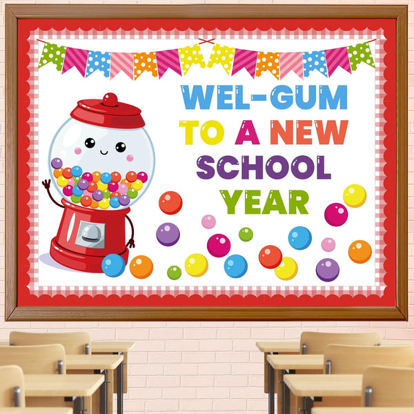 Back to School Classroom Bulletin Board Decorations Colorful Bubble Gumballs Name Tags Cutouts for Teacher Preschool
