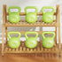 YANQINQIN 11.8" 7.5" 13.8" 2-Tier Bamboo Double-Layer Storage Shelf - L x W x H, Foldable Wooden Ladder Shelves