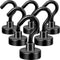 Neosmuk Black Magnetic Hooks - 30lb+ Heavy Duty Earth Magnets with Hook for Hanging, Pack of 6