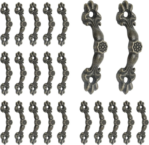 24 Pcs 1.68 inch Antique Drawer Pulls, Decorative Handles for Dresser Drawer Jewelry Box, Bronze