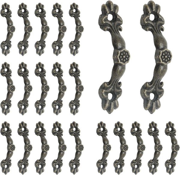 24 Pcs 1.68 inch Antique Drawer Pulls, Decorative Handles for Dresser Drawer Jewelry Box, Bronze