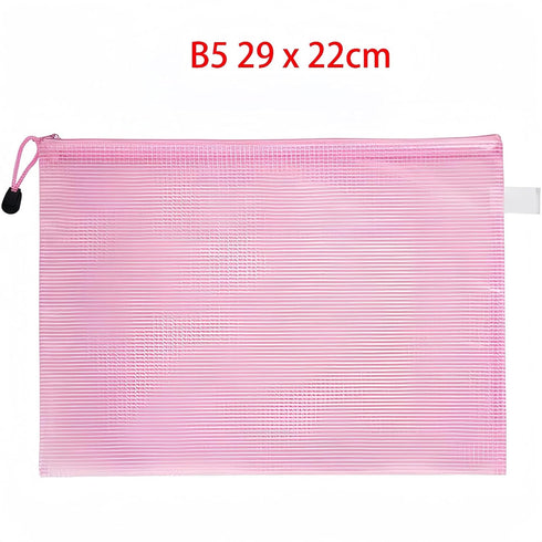 B5 Plastic Wallets Zip Lock Bags, Mesh Document Wallet for School, Office, Travel Storage - Green