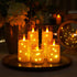 9 Homemory Pcs Flameless Candles with Embedded Star String Fairy Lights, Battery Operated Candles, LED Candle, Fake