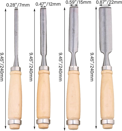 Semicircle Chisel Inner Edge Woodworking Gouge, Carpenter Wood Hand Chisel Tool, Pack of 4