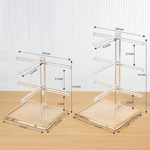 Set 2 (2-Tier 3-Tier), Closet Counter Luxury Acrylic Sunglasses Display Stand of & Glasses Stand, Eyewear Holder