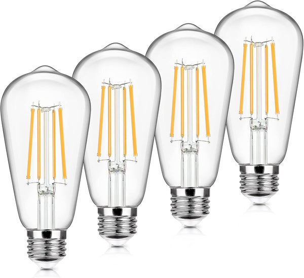 4-Pack Vintage LED Edison Bulbs 100W Equivalent, 1400LM High Brightness, 8W ST58 LED Filament Light Bulbs