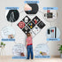 BXI Felt Bulletin Board with Pins & Magnetic Dry Erase Whiteboard Combo, 8 Pcs Self-Adhesive Tiles