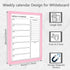 Dry Erase White Board Weekly Calendar Board, 18“x24" Solid Wood Pink Framed Message Board for Office