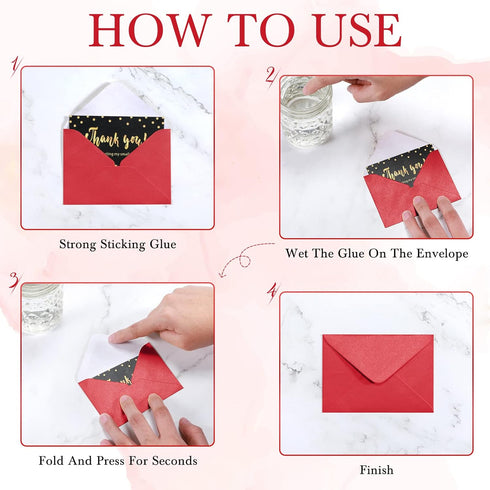 Outus 400 Pcs Mini Metallic Gift Card Envelopes - 4 x 2.7 Inches - Tiny Envelope for Birthday, Wedding, Greeting (Red)