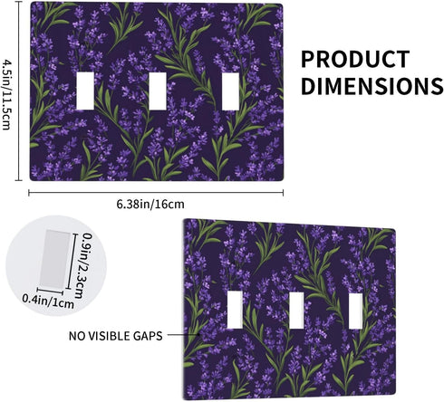 Hayyett 3 Motif Of Lavender Plants On Dark Purple Light Switch Covers Gang Triple Toggle Wall Plate Switchplate