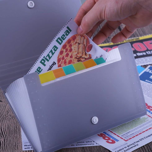 Expanding File Folder, Accordion Mini Organizer PP Wallet for Cards, Coupons, Receipts, 7x4.5 Inches, 12 Pockets