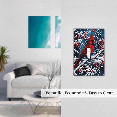 HTSAHKV 3 5 Inch Winter Cardinal Red Bird Wall Plate Light Switch Cover Single Gang Outlet Faceplate Print Plate Cover