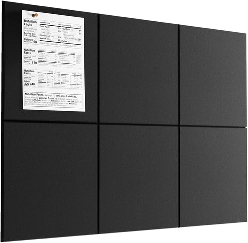 MaxGear Large Cork Board for Wall, 36" x 24", Black Bulletin Board, 6 Pack Felt Wall Tiles with Pushpins