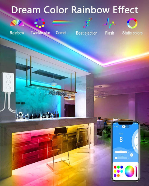 WS2812B WS2811 5V~24V SK6812 WS2812 SM16703 1903 3Pin ALITOVE Controller Bluetooth Music Sync Addressable RGB LED