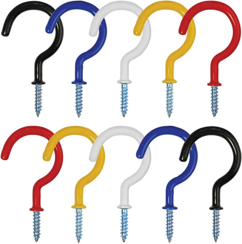 Millennial Essentials Vinyl Coated Screw-in Ceiling Cup Hooks, 2.9 Inches, 30 Pack, Available in 5 Colors