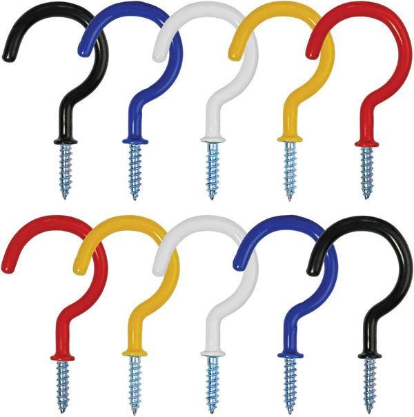 Millennial Essentials Vinyl Coated Screw-in Ceiling Cup Hooks, 2.9 Inches, 30 Pack, Available in 5 Colors
