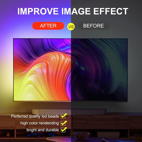 TK99SW 3.28ft 24-32 Inch TV LED Strip, Smart RGB LED Lights for TVs, Music Sync Bluetooth App & Remote Control
