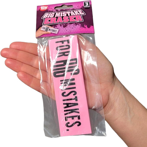 Giant Pink Erasers (5.5"), Large Pencil Rubber Eraser for Back to School, Joke Gag Gift for Work and School, 6 Pack