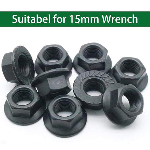 QYIMLI 20Pcs M10 1.25mm x Flange Nut, Carbon Steel Thread Hardware Nuts Serrated Flange Lock Nuts Metric Hex Flange