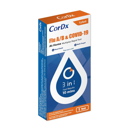 Tyfast at-Home Flu A/B and COVID-19 Rapid Test Kit, Easy and Accurate Results in 10 Minutes, 1 Test
