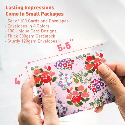 Set 100 Pack S&O Blank Cards for All Occasions in One Box - Blank Notecards for Handwritten Messages - All Occasion