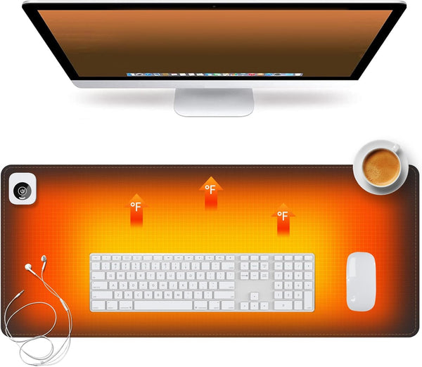 Heated Desk Pad Mouse Pad - 31.5 x 13 inch Warm Desk Mat with 3 Heating Levels & Auto Shut-Off (Dull Black)
