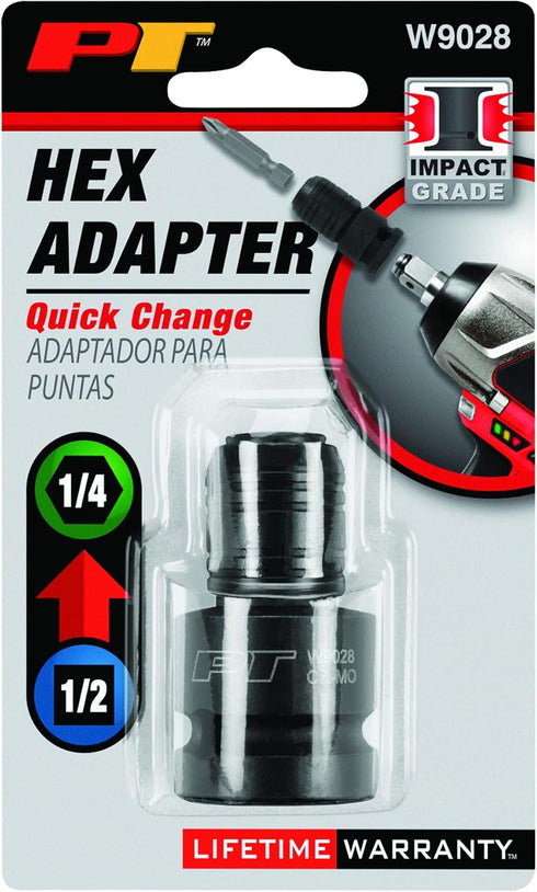 Performance Tool W9028 Hex Impact Adapter, 1/2 X 1/4 IN for Power Screwdriver