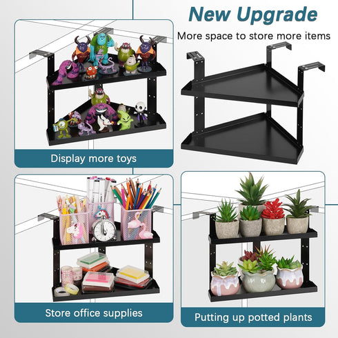 Office Cubicle Shelf, Height Adjustable Storage Organizer with Adjustable Hooks for Cubicle Accessories