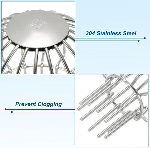 PATIKIL Gutter Guard, 304 Stainless Steel Down Pipe Filter, 2 Inch Anti-Blocking Drain Cover for Leaves Debris