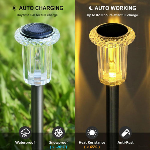 10 Pack Solar Lights Outdoor Solar Pathway Lights Outdoor LED Waterproof Stainless Steel Driveway Lighting for Outdise