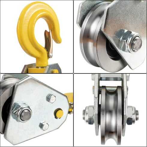 2Ton Heavy Duty Pulley Hook, Lifting Block Hoist with Hook for 5/8" Wire Rope Snatch Block, 2Pack