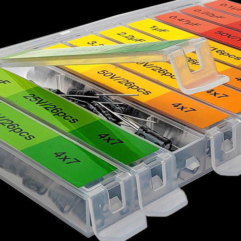 EEEEE 0.1uF-2200uF Capacitors, 20 Value 304pcs Individual Box Electrolytic Assortment Kit