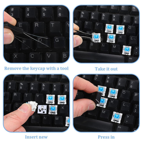 Exircy 50 3 PCS Blue Mechanical Keyboard Switches, Pin Blue Clicky Switches with Switch Puller Waterproof Keyboard